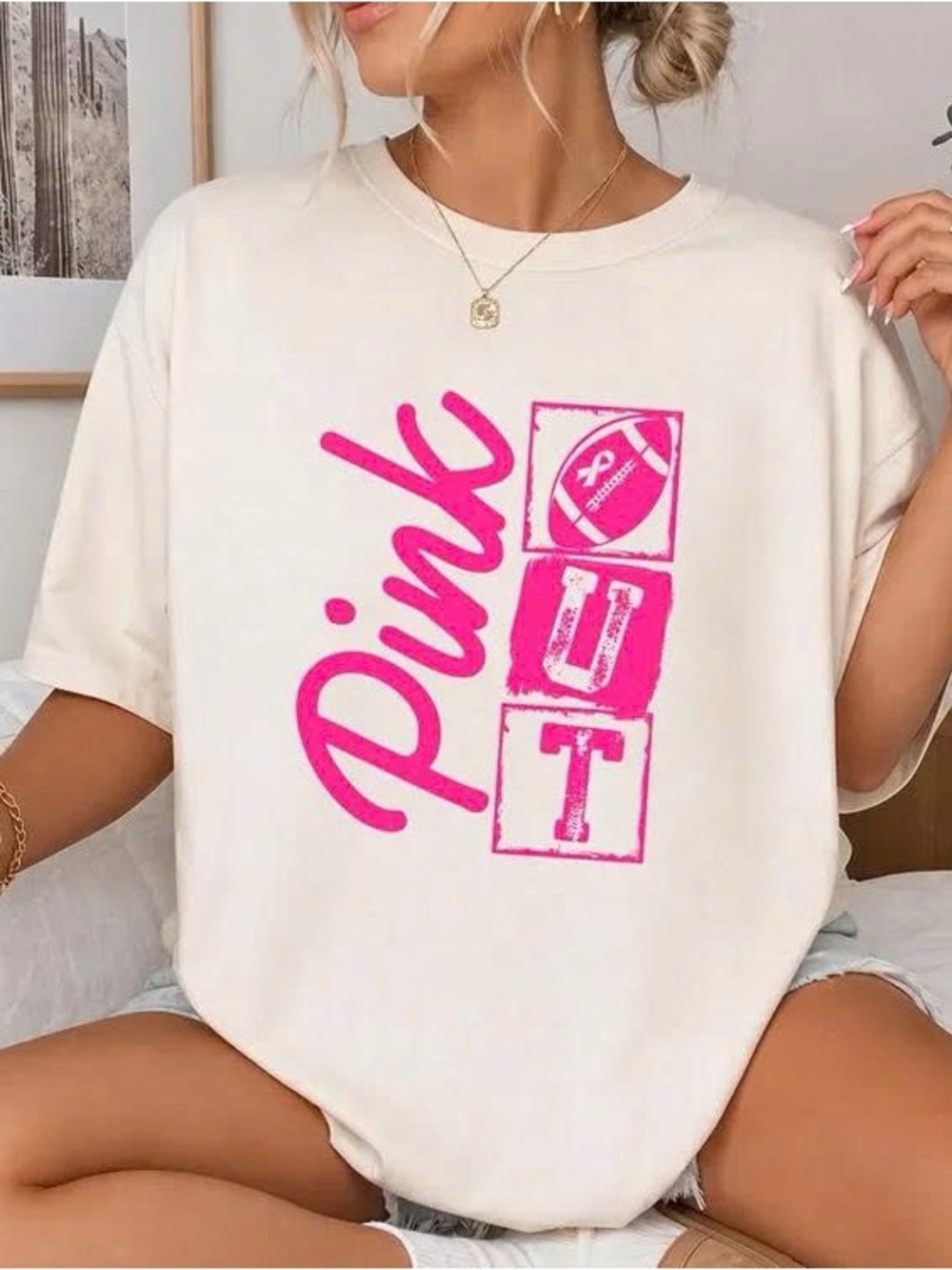 Tee with Hot Pink "Pink Out" Graphic